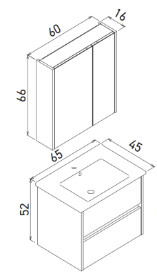 Orka Side Çekmeceli Banyo Dolabı Takımı 65 cm Antrasit - 4