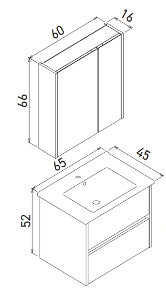 Orka Side Çekmeceli Banyo Dolabı Takımı 65 cm Antrasit - 4