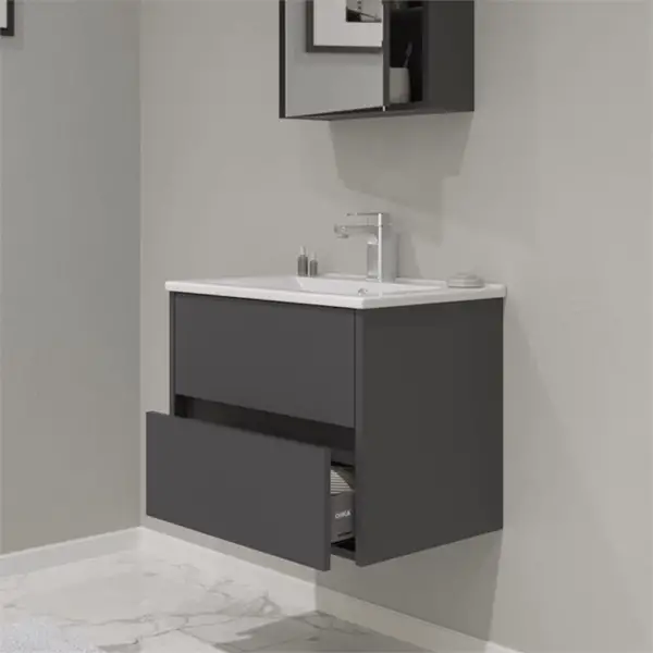 Orka Side Çekmeceli Banyo Dolabı Takımı 65 cm Antrasit - 2