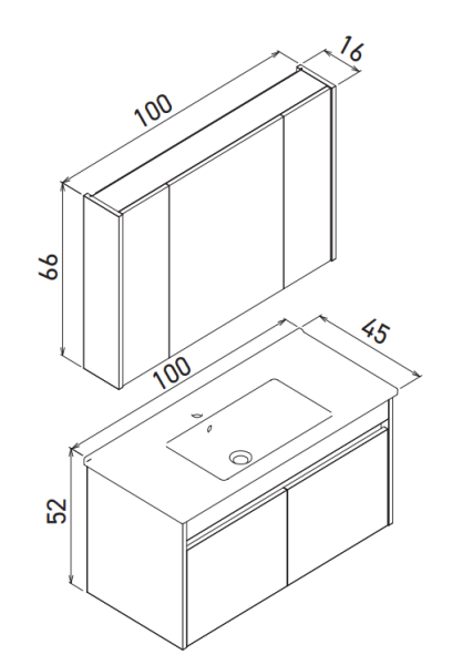 Orka Side Kapaklı Banyo Dolabı Takımı 100 cm Beyaz - 3