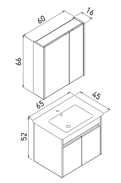 Orka Side Kapaklı Banyo Dolabı Takımı 65 cm Antrasit - 3