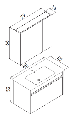 Orka Side Kapaklı Banyo Dolabı Takımı 85 cm Navaro - 4