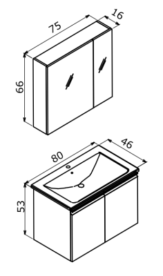 Orka Terme Banyo Dolabı Takımı 80 cm Gri - 2
