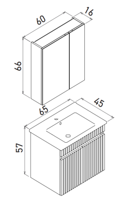 Orka Tivoli Banyo Dolabı Takımı 65cm Kaşmir - 2