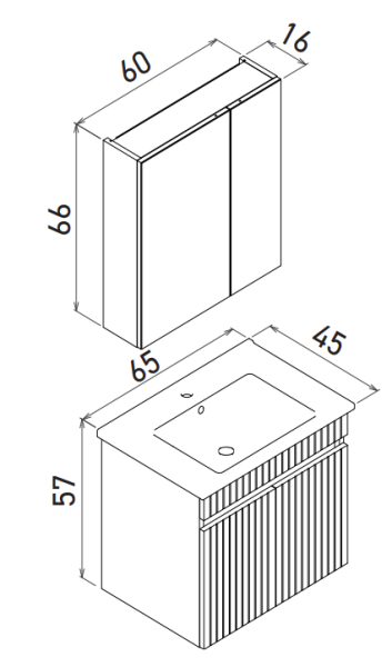 Orka Tivoli Banyo Dolabı Takımı 65cm Kaşmir - 2