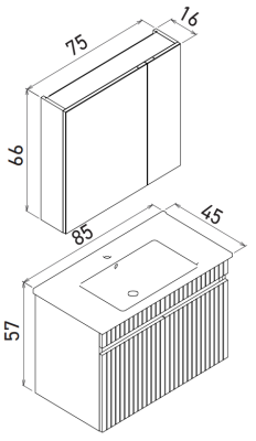 Orka Tivoli Banyo Dolabı Takımı 85cm Lacivert - 4