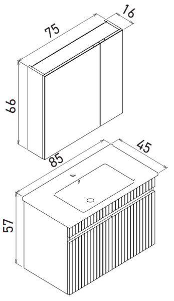 Orka Tivoli Banyo Dolabı Takımı 85cm Lacivert - 4