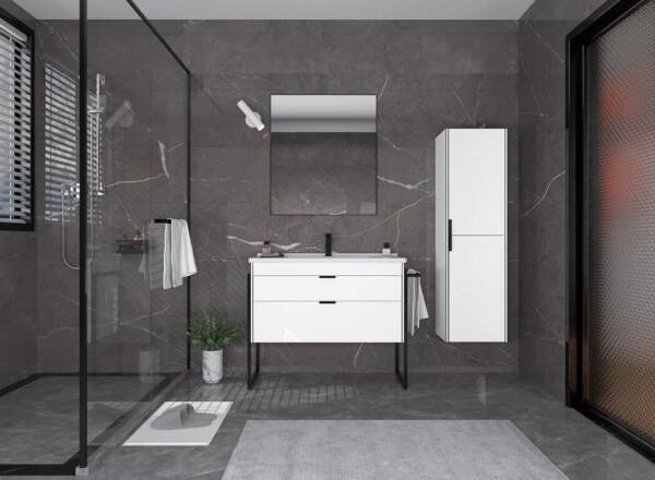 Orka Trio Banyo Dolabı Takımı 100 cm Beyaz - 1