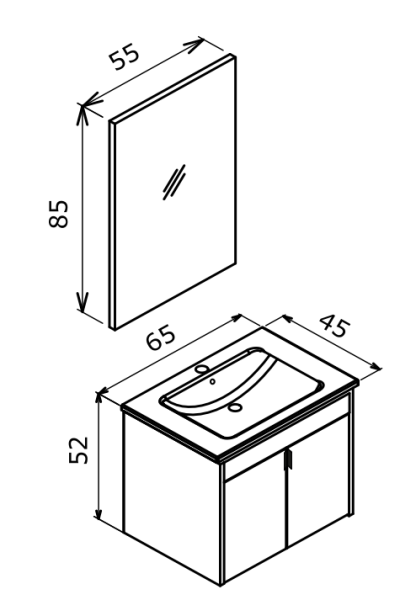 Orka Trio Banyo Dolabı Takımı 65 cm Senza - 2