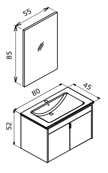 Orka Trio Banyo Dolabı Takımı 80 cm Beyaz - 4