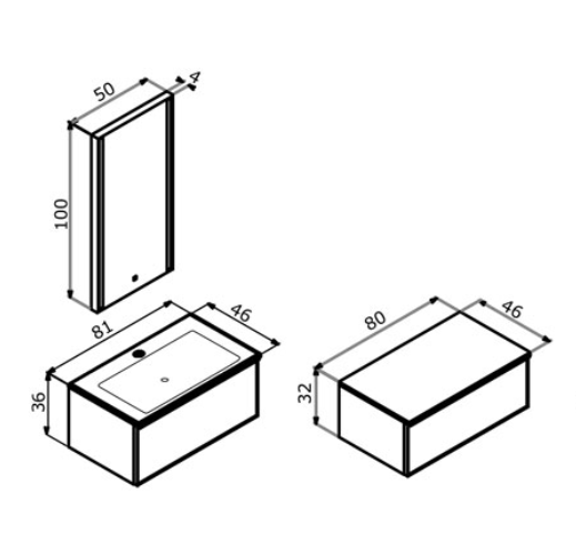 Orka Urban Banyo Dolabı Takımı 80 cm Siyah - 4