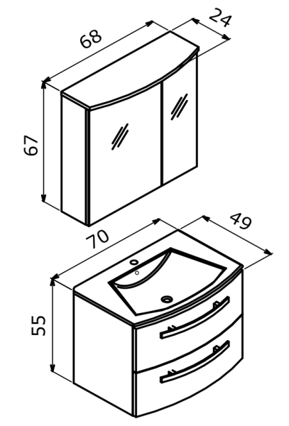 Orka Urla Banyo Dolabı Takımı 70 cm Kaşmir - 2