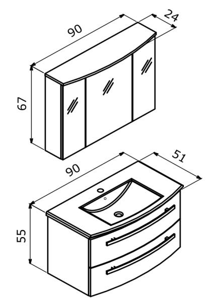 Orka Urla Banyo Dolabı Takımı 90 cm Antrasit - 4