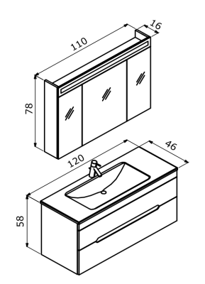 Orka Varna Banyo Dolabı Takımı 120 cm Antrasit - 4