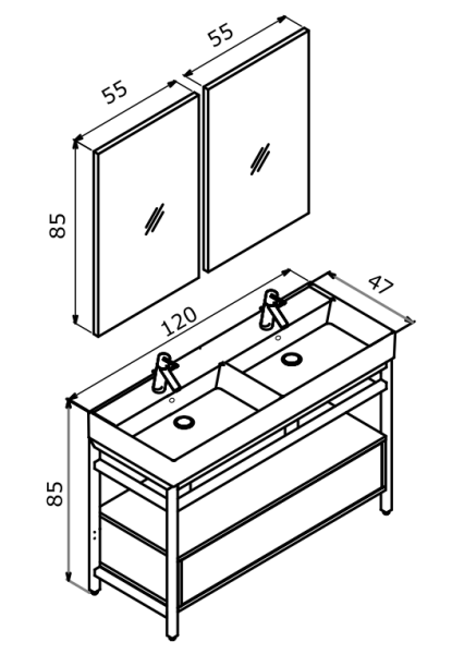 Orka Vegas Banyo Dolabı Takımı 120 cm Beyaz - 3