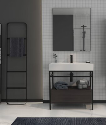 Orka Vegas Banyo Dolabı Takımı 80 cm Antrasit - ORKA BANYO