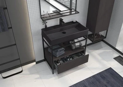 Orka Vegas Banyo Dolabı Takımı 80 cm Antrasit - Siyah Lavabo - 2