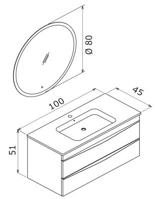 Orka Vento Banyo Dolabı Takımı 100 cm Dublin - 3
