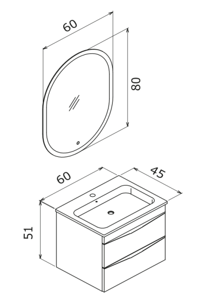 Orka Vento Banyo Dolabı Takımı 60 cm Glassgow - 2