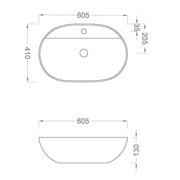 Pure MAT-103 Tezgah Üstü Lavabo 60x40x13.5cm - 2