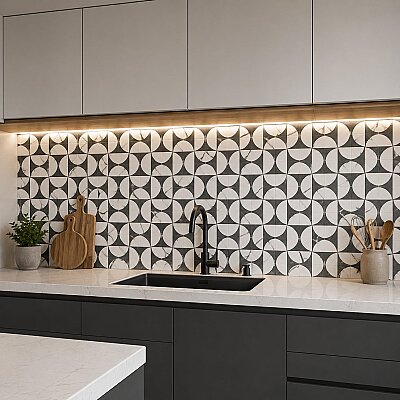 Seramiksan Eros Beyaz Parlak Geometrik Motif Seramik 653611 - 30x60 - SERAMİKSAN