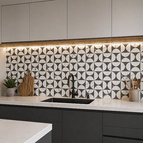 Seramiksan Eros Beyaz Parlak Geometrik Motif Seramik 653611 - 30x60 - 1