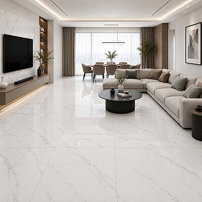 Seramiksan Gloria Beyaz Parlak Seramik 356120 - 60x120 (2. KALİTE) - SERAMİKSAN