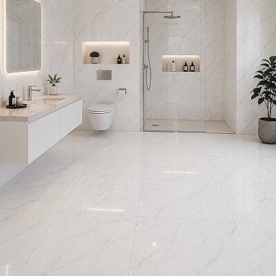 Seramiksan Marbella Beyaz Parlak Seramik 320601 - 60x60 - SERAMİKSAN
