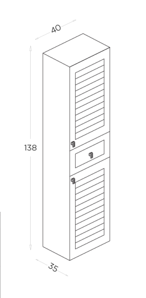 Shower Alder Boy Dolabı 40cm Sahra-Beyaz - 2