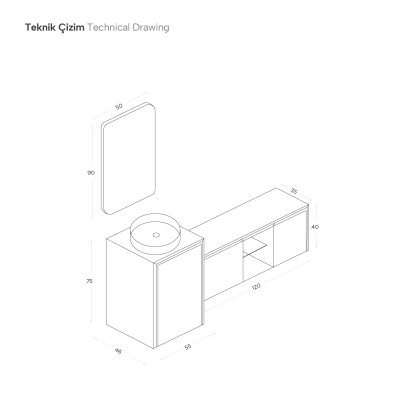 Shower Art Banyo Dolabı 175cm Tarçın - 2