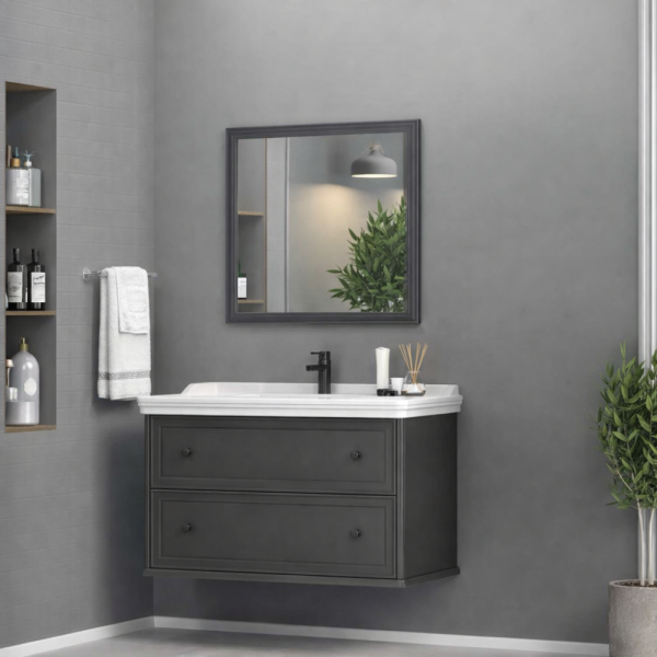 Shower Art Deco Banyo Dolabı 100cm Antrasit Gri - 1