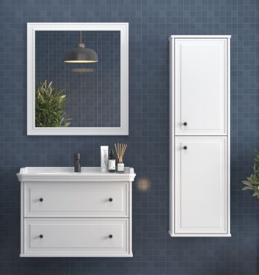 Shower Art Deco Banyo Dolabı 80cm Beyaz - 1