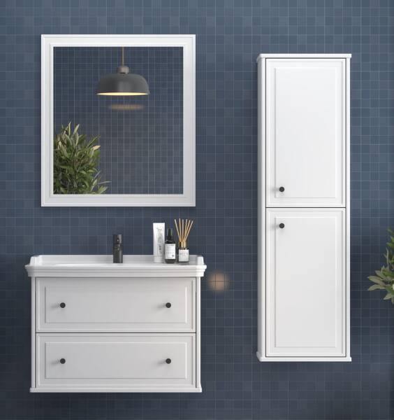Shower Art Deco Banyo Dolabı 80cm Beyaz - 1