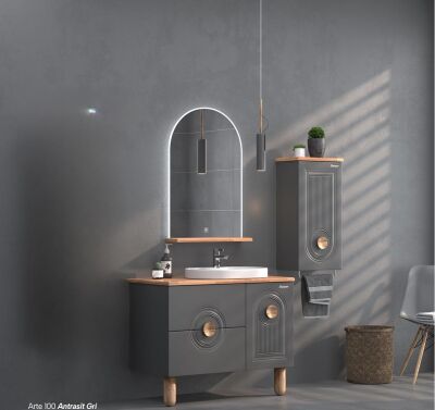 Shower Arte Banyo Dolabı 100cm Antrasit - SHOWER