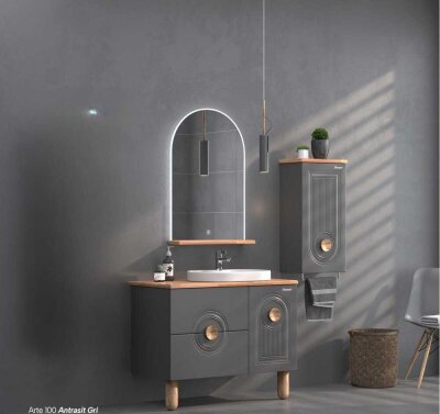 Shower Arte Banyo Dolabı 80cm Antrasit - SHOWER