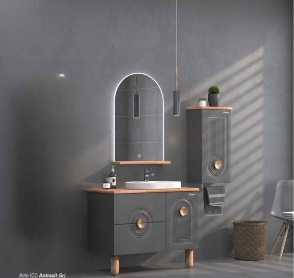 Shower Arte Banyo Dolabı 80cm Antrasit - 1