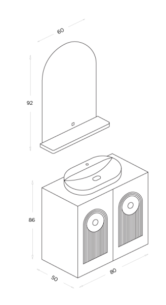 Shower Arte Banyo Dolabı 80cm Antrasit - 2