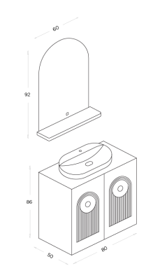 Shower Arte Banyo Dolabı 80cm Aytaşı - 2