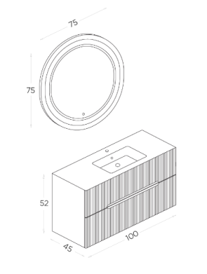 Shower Blue Banyo Dolabı 100cm Karbon Gri - 2