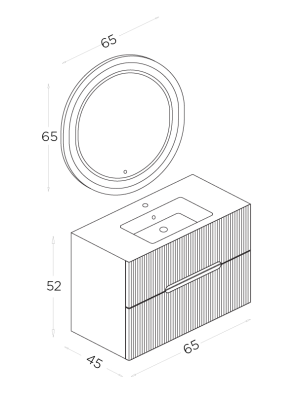 Shower Blue Banyo Dolabı 65cm Karbon Gri - 2