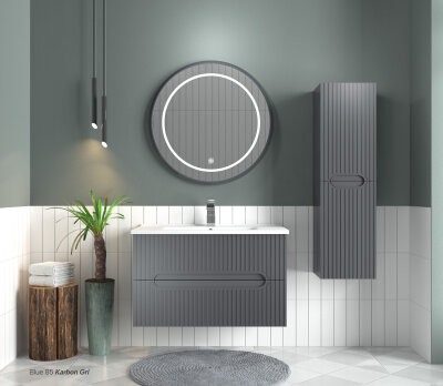 Shower Blue Banyo Dolabı 85cm Karbon Gri - SHOWER