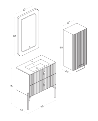 Shower Dora Banyo Dolabı 85cm Açık Gri - 2