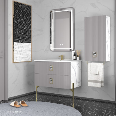 Shower Dora Banyo Dolabı 85cm Açık Gri - SHOWER