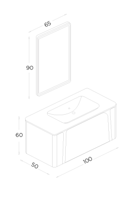 Shower Grande Banyo Dolabı 100cm Bej-Hazar - 2