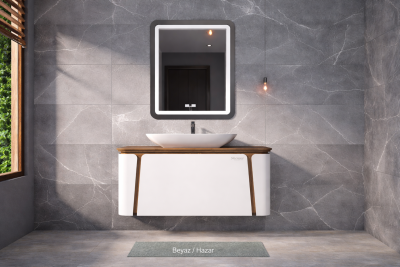 Shower Grande Banyo Dolabı 100cm Beyaz-Hazar - SHOWER