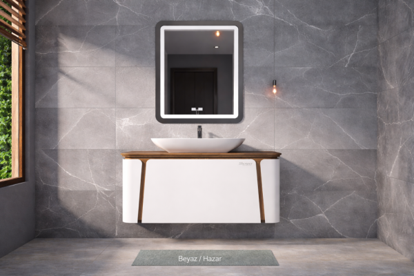 Shower Grande Banyo Dolabı 100cm Beyaz-Hazar - 1