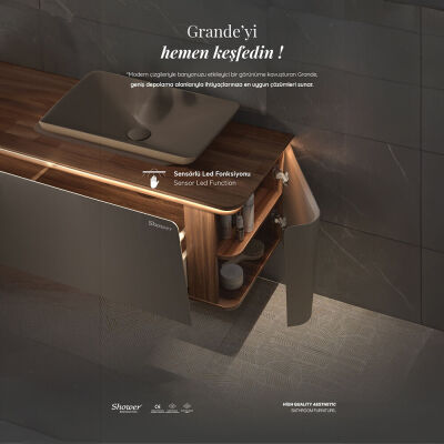 Shower Grande Banyo Dolabı 85cm Antrasit Gri - 2