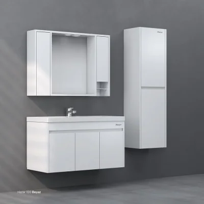 Shower Hazar Banyo Dolabı 100cm Beyaz - 1