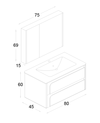 Shower Hitit Banyo Dolabı 100cm Antrasit - 2