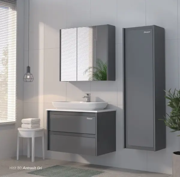 Shower Hitit Banyo Dolabı 100cm Antrasit - 1